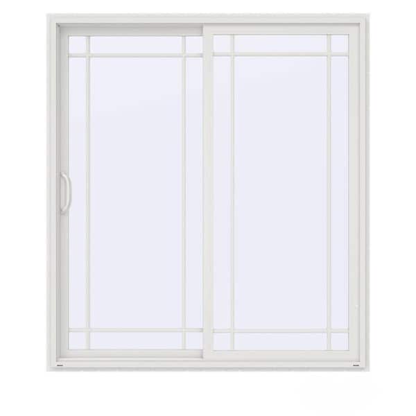JELD-WEN 72 in. x 80 in. V-4500 Contemporary White Vinyl Left-Hand 9 Lite Sliding Patio Door