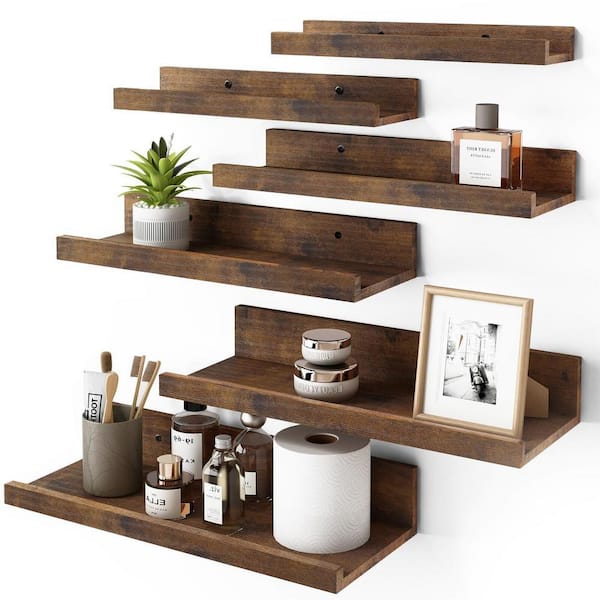 15.7 in. W x 6.3 in. D Brown Floating Shelves, Decorative Wall