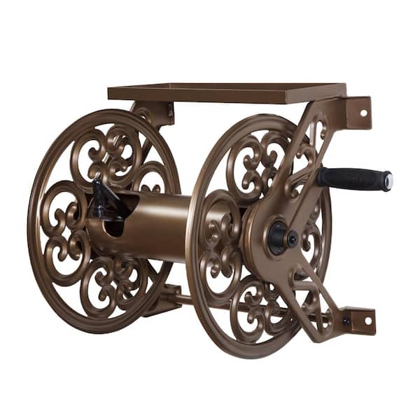 125 ft Wall Mount Garden Hose Reel with Storage Shelf Bronze 1 Piece