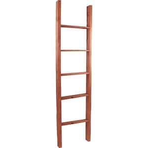 19 in. x 72 in. x 3 1/2 in. Barnwood Decor Collection Salvage Red Vintage Farmhouse 5-Rung Ladder
