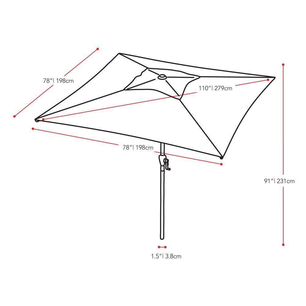 Turquoise Blue 6.5ft Square Steel Frame Patio Umbrella