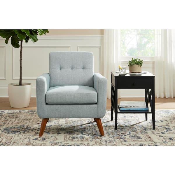 StyleWell Oakley Rectangular Charcoal Black Wood 1 Drawer End Table with X Side Detail (18 in. W x 24 in. H)