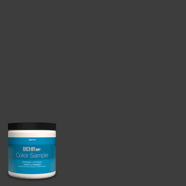 Behr Premium Plus 8 Oz Black Satin Enamel Interior Exterior Paint Primer Color Sample B370316 - Exterior Paint Color Samples