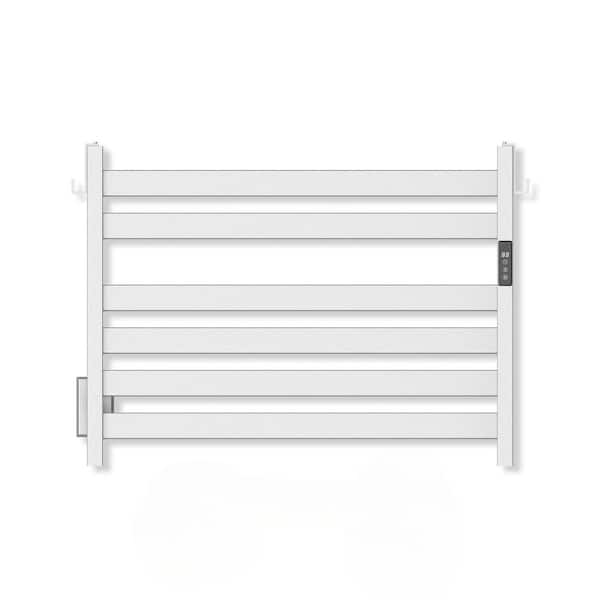 6-Bar Wall-Mounted Heated Towel Rack w/ Built-in Timer Waterproof Electric Towel Heater Plug-in/Hardwired Brushed Finish