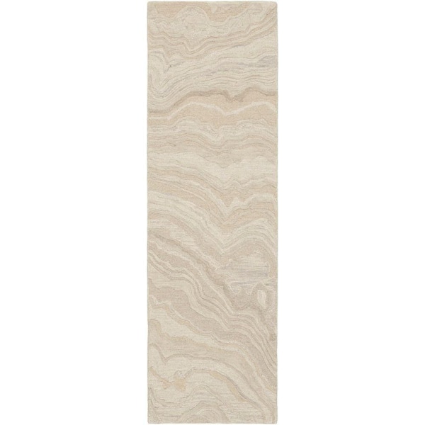 Nourison Graceful Beige 2 ft. x 8 ft. Abstract Contemporary Runner Area Rug