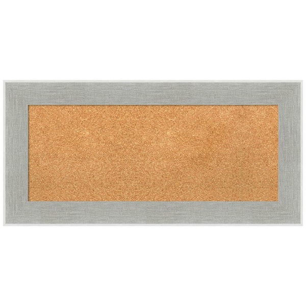 Amanti Art Glam Linen Grey 35.12 in. x 17.12 in. Framed Corkboard Memo Board