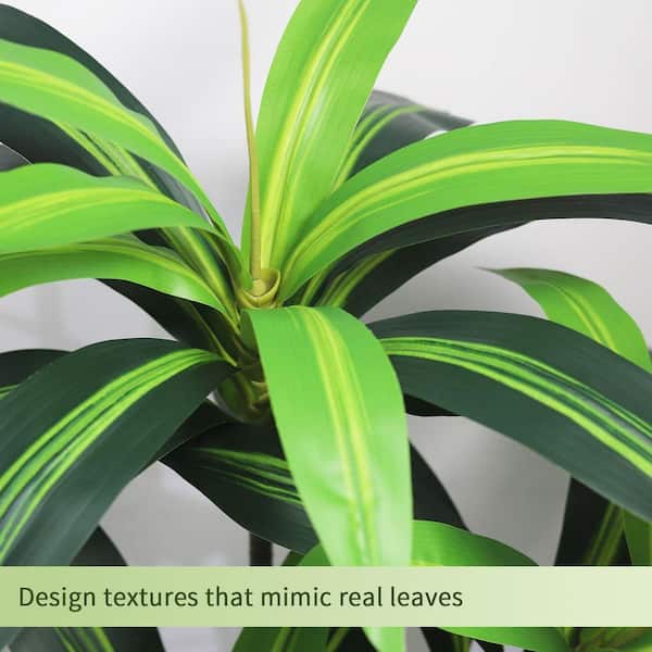 5 ft. Artificial Dracaena Tree Indoor Faux Yucca Plant with Lifelike Trunk  and Leaves in White Planter 59B1124C2114 - The Home Depot