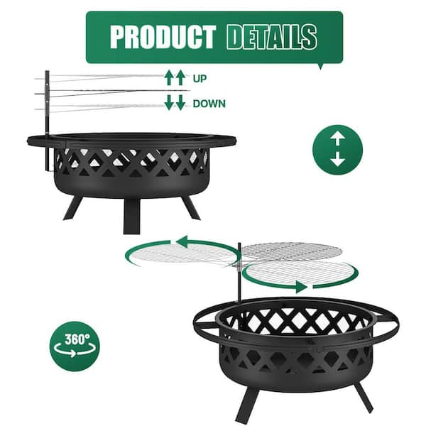 【美品】bonfire go outside SC SLIDE TOP 25 Sizzim 30 in. Outdoor Wood Burning Fire Pit with Cooking Grill SM