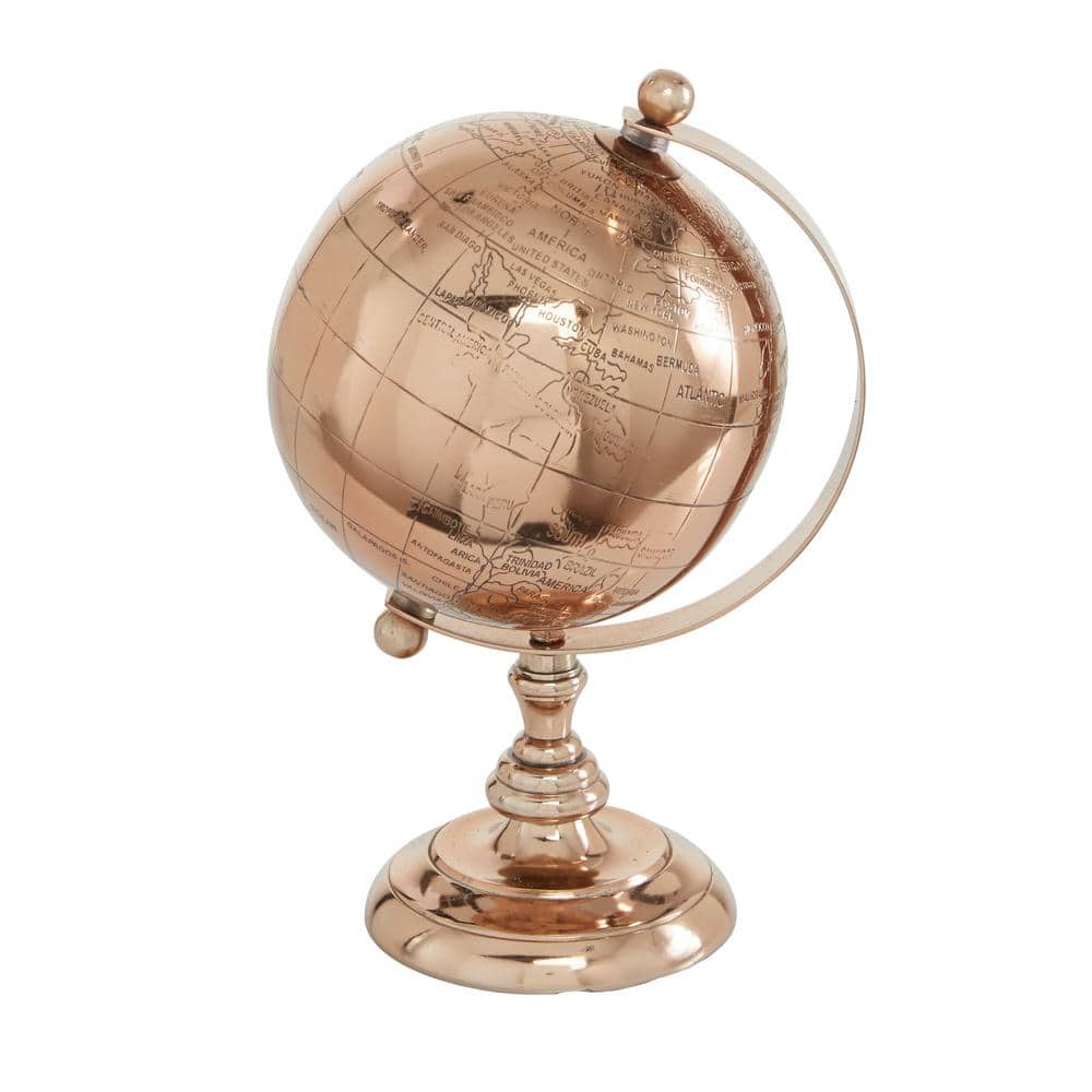 Rose Gold Aluminum Tabletop Globe with Stand