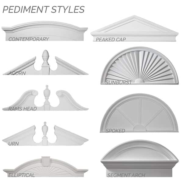 Ekena Millwork 40 in. x 1-3/4 in. x 9 in. Elliptical Sunburst Pediment