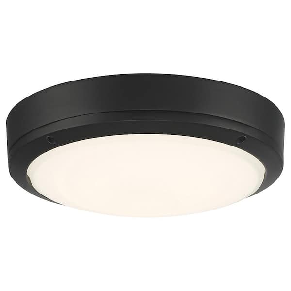 Rockaway 11 in. 1-Light Matte Black Integrated LED Flush Mount Ceiling Light