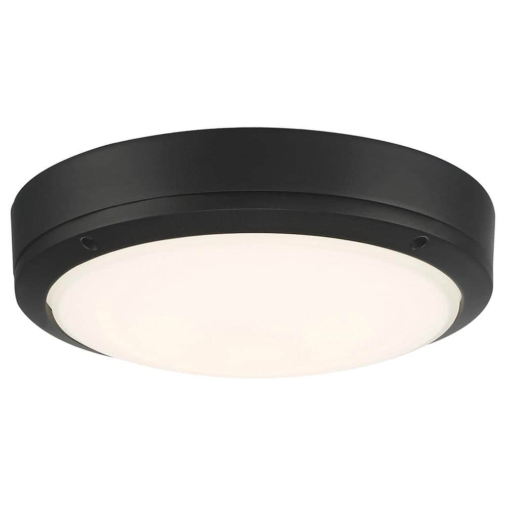 Rockaway 11 in. 1-Light Matte Black Integrated LED Flush Mount Ceiling Ligh