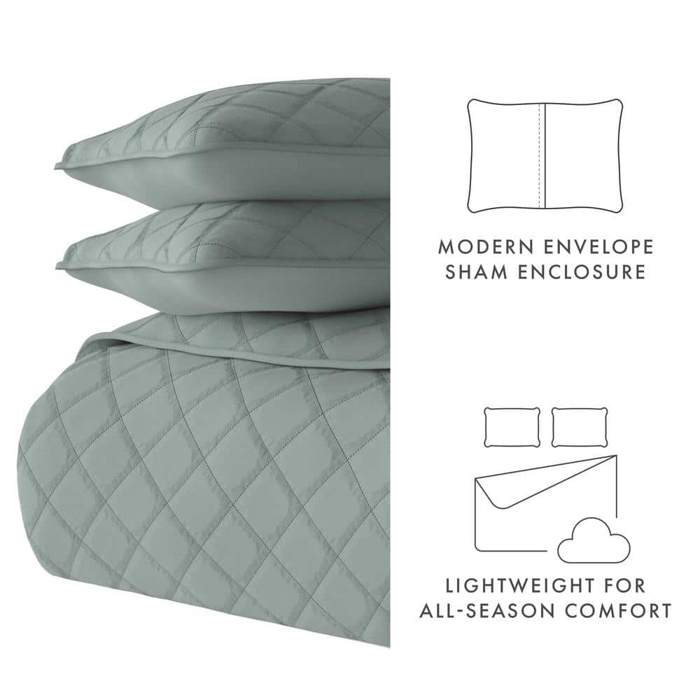 Eucalyptus King Reversible Microfiber Quilt Set with Shams