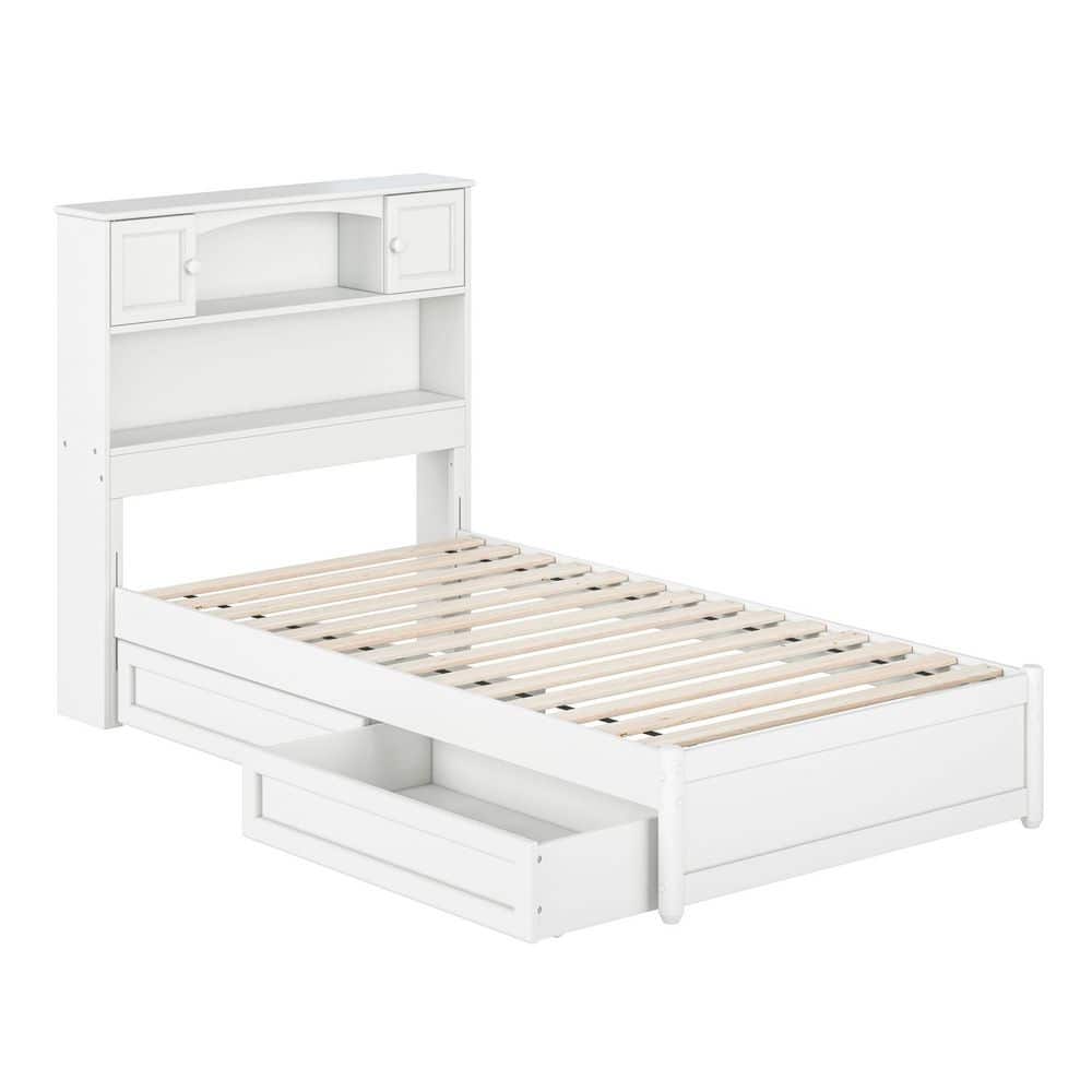 Hadley Twin White Wood Platform Bed with Storage Drawers