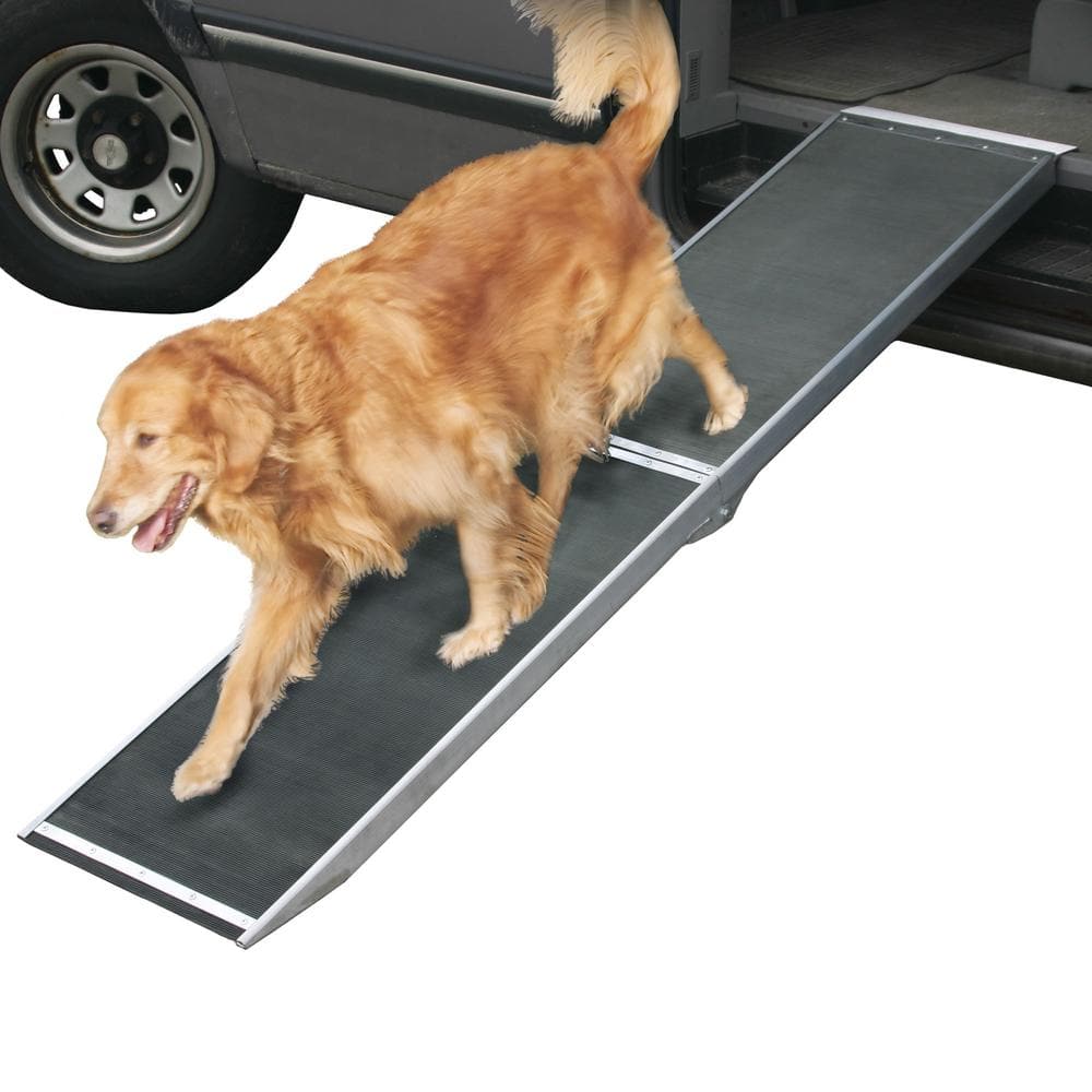 8 ft. Lightweight Folding Aluminum Pet Ramp with Grip Surface