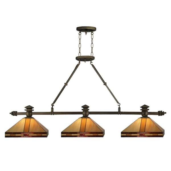 Dale Tiffany Mission 79 in. 3-Light Antique Brass Island Fixture