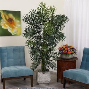 6.5 ft. Golden Cane Artificial Palm Tree in White Planter
