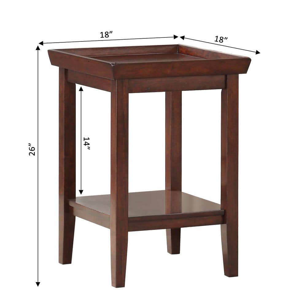Ledgewood Espresso Solid Rubberwood 18" Square End Table