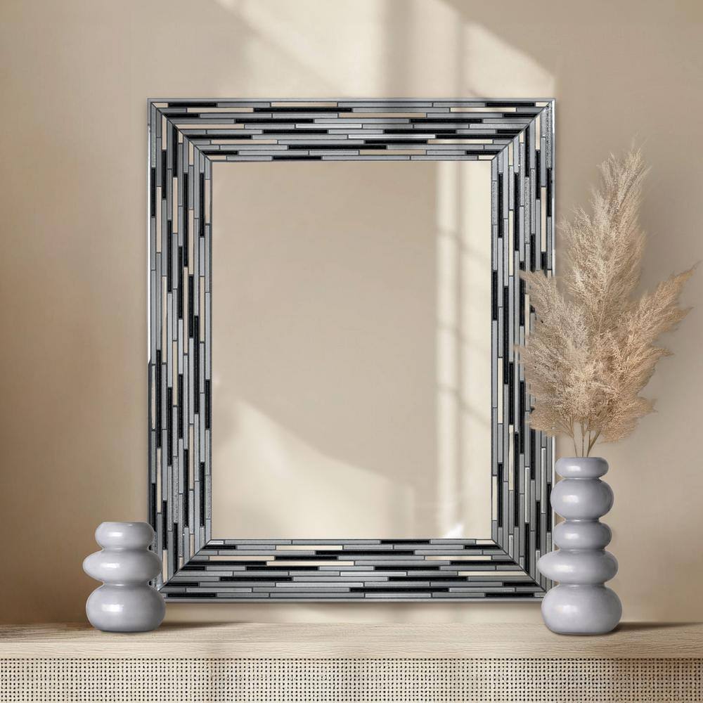 Modern Rectangular Frameless Black Glass Wall Mirror