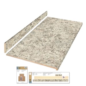 4 ft. Straight Laminate Countertop Kit Included in Textured Typhoon Ice with Eased Edge and Backsplash