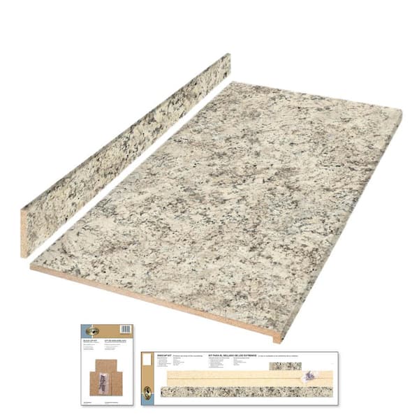 Hampton Bay 8 ft. Straight Laminate Countertop Kit Included in Textured Typhoon Ice with Eased Edge and Backsplash