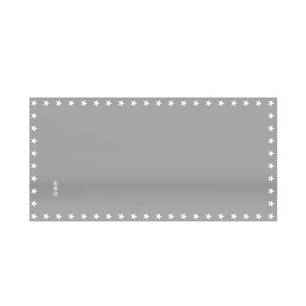 WELLFOR 48 in. W x 24 in. H Rectangular Frameless Front-Lighted and RGB Multicolor Backlit Wall Bathroom Vanity Mirror Iin White