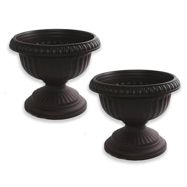 Bloem Grecian 18 in. Black Plastic Urn Planter (2Pack) The Home Depot