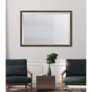 Medium Rectangle Brown Beveled Glass Casual Mirror (39.13 in. H x 27.13 in. W)