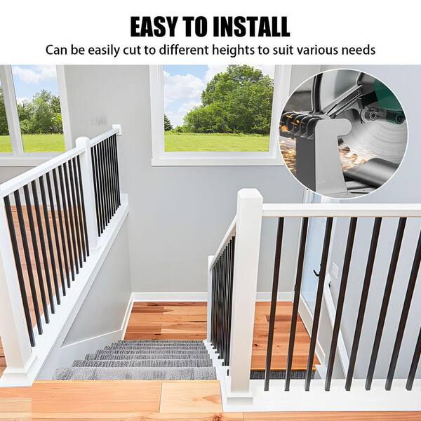 30 Pack Wrought Iron Balusters - 44 Inch Satin Black Stair Spindles For Deck & Interior