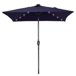 6.5 ft. x 6.5 ft. LED Square Patio Market Umbrella with UPF50+, Tilt Function and Wind-Resistant Design, Navy Blue