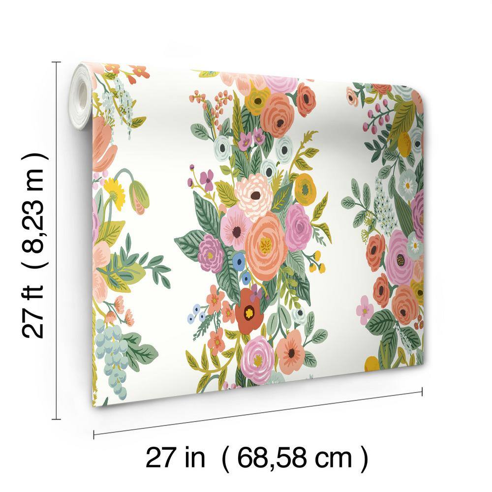 Luxembourg White Floral Damask Peel and Stick Wallpaper Roll