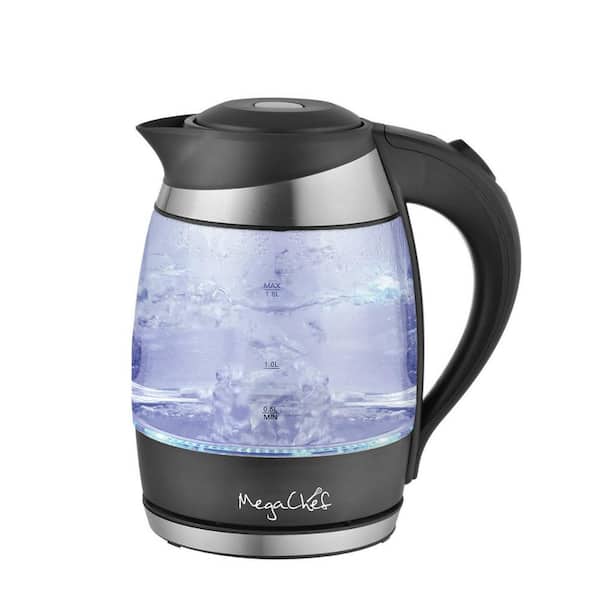 MegaChef Glass Clear 6-Cup Corded Electric Kettle in the Water Boilers &  Kettles department at