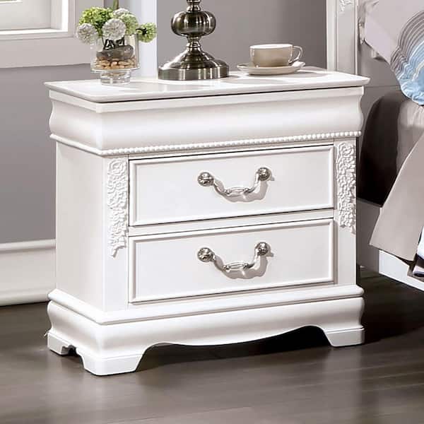 Jemez 2-Drawer White Nightstand (24 in H x 24 in W x 16 in D) With USB Ports