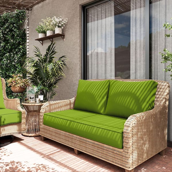 46 in. x 26 in. x 5 in. Outdoor Patio Replacement Loveseat Sofa Cushion Set with Backrest Grass Green