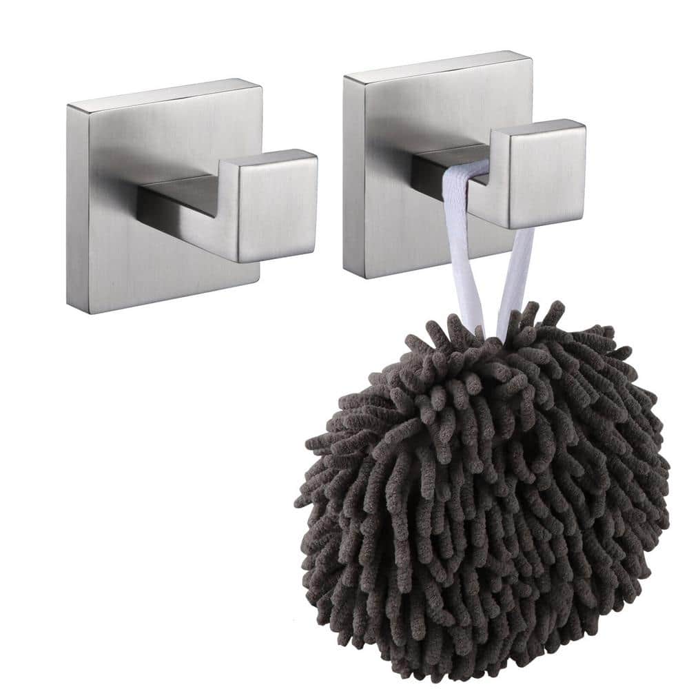 Brushed Nickel Stainless Steel Square J-Hook Towel and Robe Hook