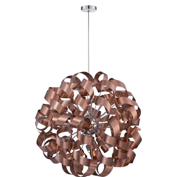 Ribbons 31 in. 12-Light Satin Copper Pendant