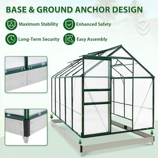 COOS BAY 6ft.x 10ft.x 7ft. Walk-in Polycarbonate Greenhouses for