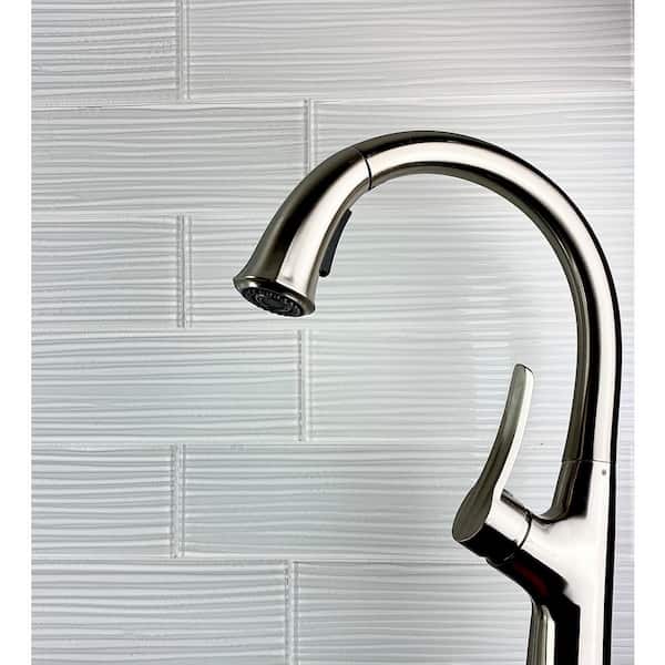 Italian Design Bianco White 4 in. x 16 in. Large Format Textured Glass Subway Wall Tile (80 Sq. Ft./Pallet)