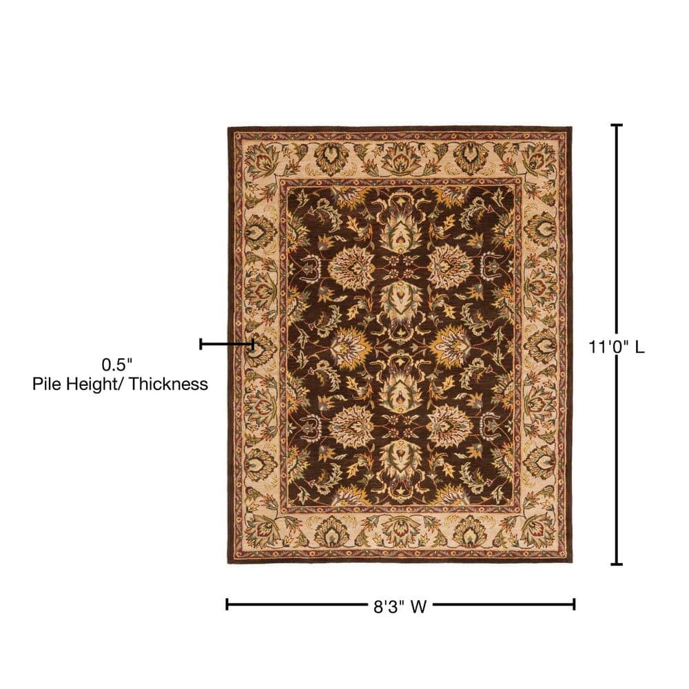 Ivory and Brown Hand-Tufted Wool Area Rug, 6' x 9'