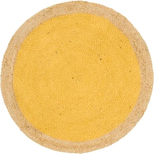 Braided Jute Goa Yellow 3 ft. 3 in. x 3 ft. 3 in. Area Rug