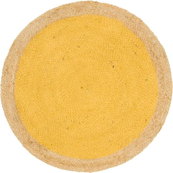 Braided Jute Goa Yellow 3 ft. 3 in. x 3 ft. 3 in. Area Rug