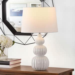 Corina 25.5 in. White Table Lamp with White Shade