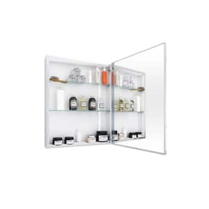 24 in. W x 30 in. H Rectangular Aluminum Medicine Cabinet with Mirror, Right Open Door and Adjustable Shelves