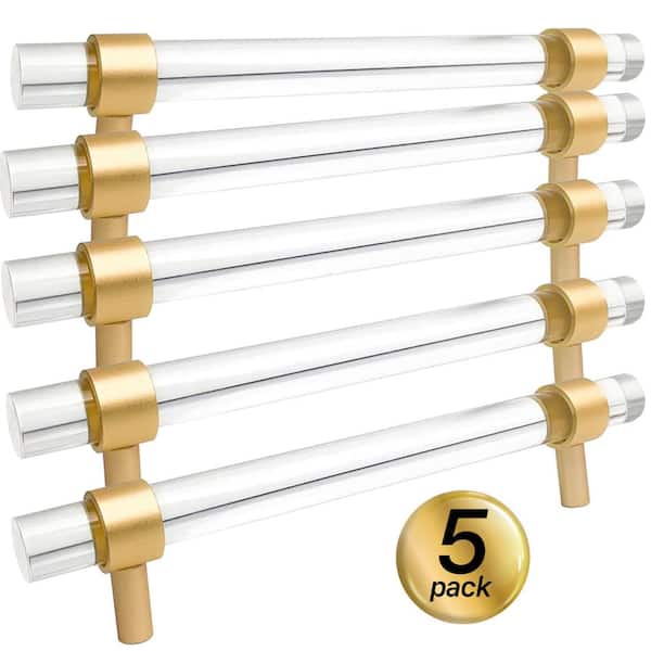 Pyramid Home Decor Brizza 3-3/4 in. (96 mm.) Center-To-Center Acrylic Brass  Round Gold Transparent Cabinet Handle Drawer Pull (10-Pack) 10x(CH012-G96)  - The Home Depot