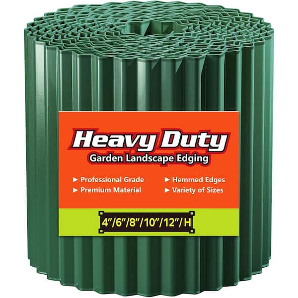 10" x 20' Green Corrugated Metal Garden Edging Landscape Edging Border for Lawn Flower Bed Garden Fence Paver Edging