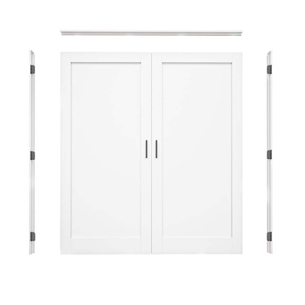 72 in. x 80 in. 1-Panel Frosted Glass Universal White Solid Core MDF Double Prehung French Door+Separate Jamb&Ball Catch price history on PriceWatchPro