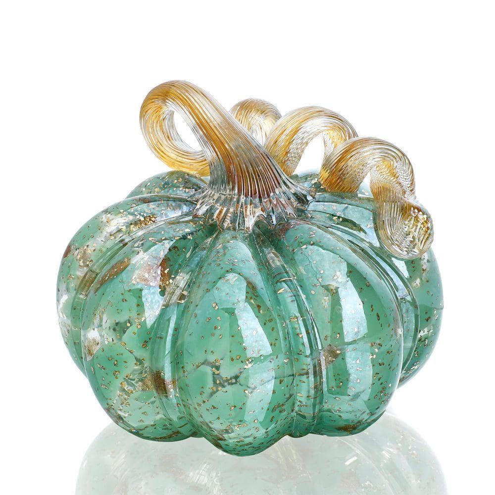 Green 4.9 in. x 4.1 in. Glass Pumpkin TN0408 - The Home Depot
