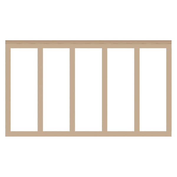 0.35 in.D x 3 in.W x 47.2 in.L Paintable Unfinished MDF Wainscoting Kit, Chair Rail Moulding with Edge Strip, 24-Piece