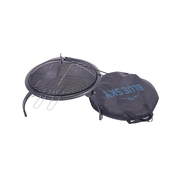 Blue Sky Outdoor Living 36-in Round Barrel Fire Pit with Swing Away Grill, Black