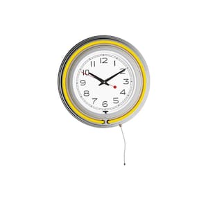 Yellow Analog 14 in. Neon Wall Clock